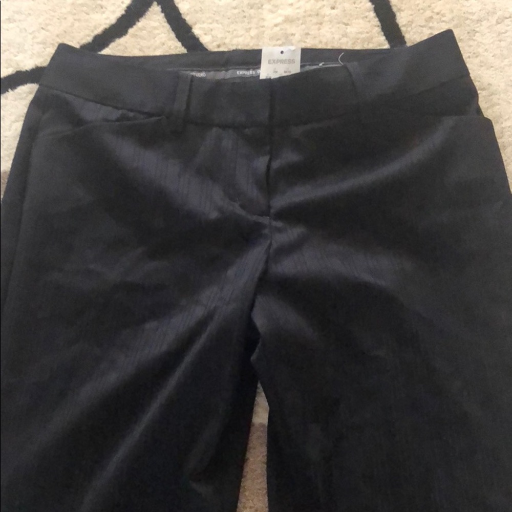 New Express Editor Tonal Black Striped Pants 2